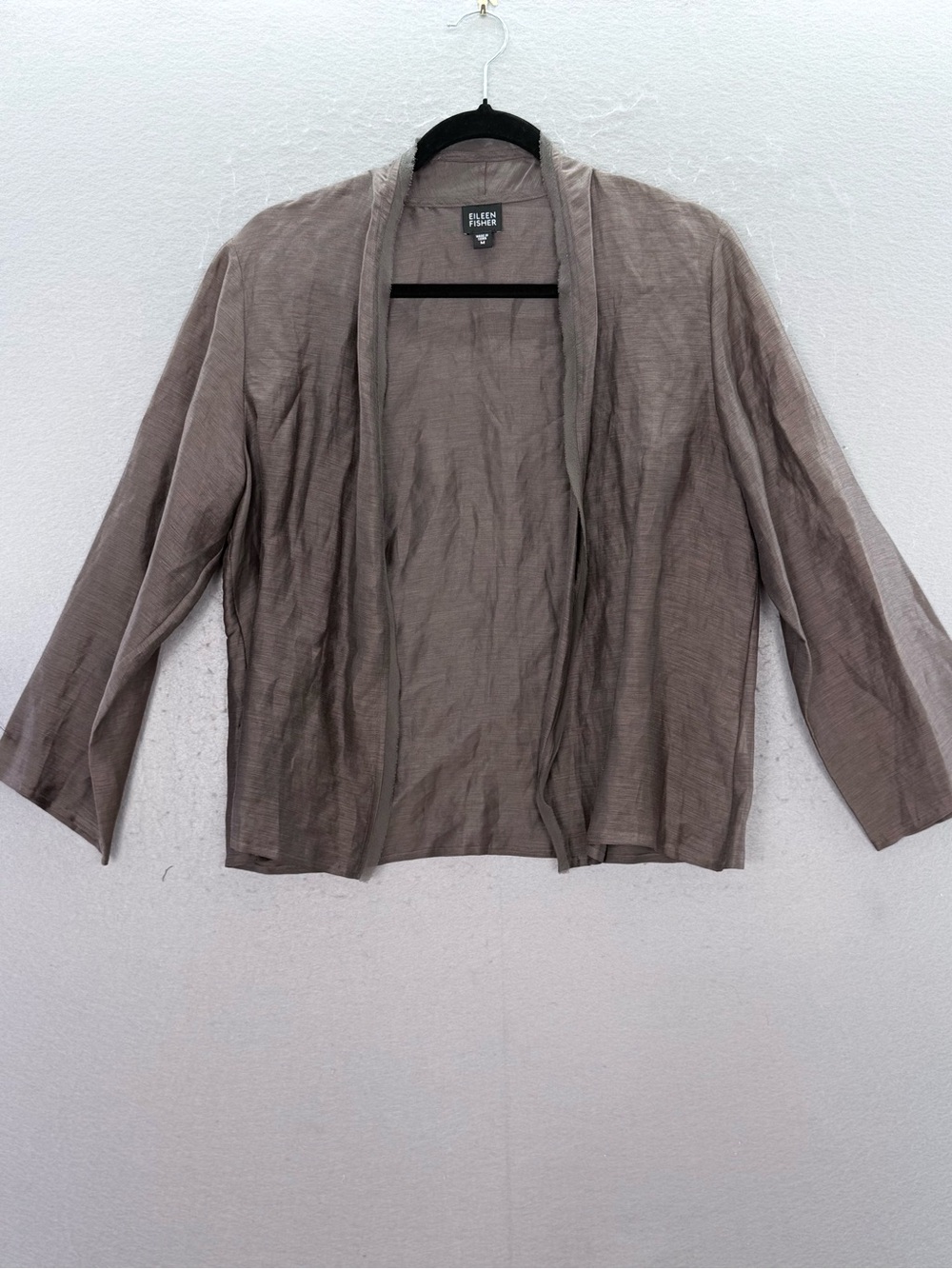 Eileen Fisher - women’s brown Linen & silk blend Cardigan open front Jacket M